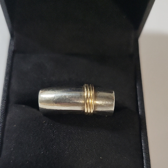 Jewelry - Vintage Unisex Ring Silver And 14kGold Ring